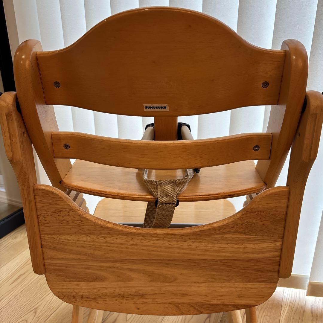 大和屋 すくすくチェアスリムフィット　ガード付 ナチュラル ハイチェア　ベルト付
