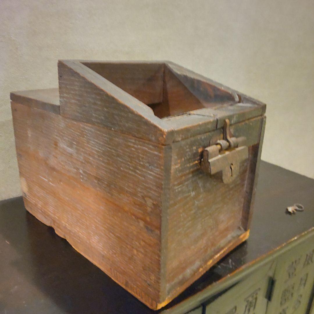 古い銭箱　時代物、銭函　古い鍵付き