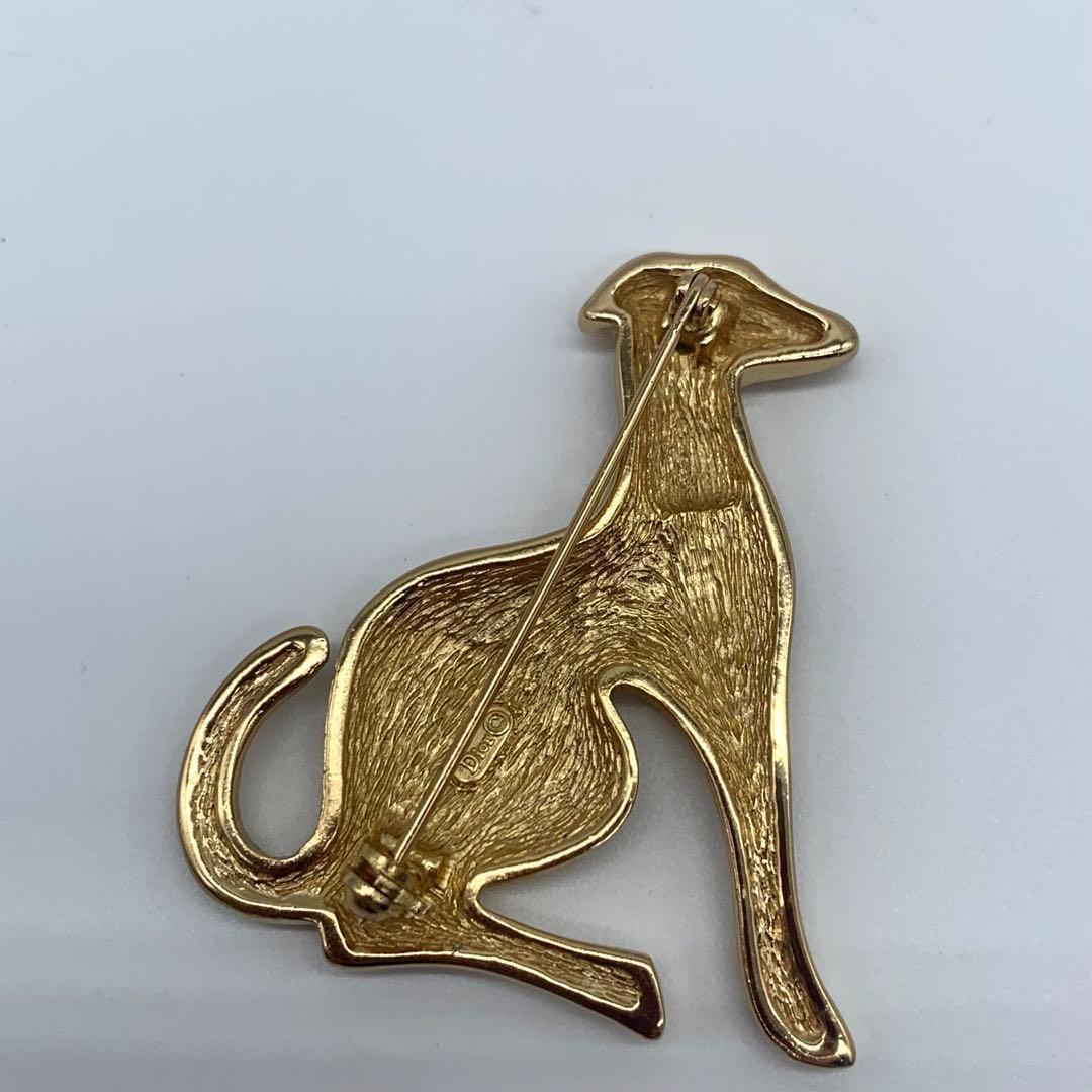 未使用級美品 超希少 クリスチャンディオール 犬 ブローチ ラインストーン