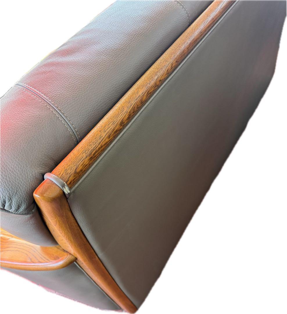 ① 浜本工芸 レザーソファ 浜本工芸 本革張りソファ ３人掛け用