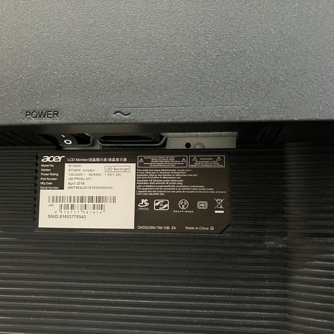 acer 28インチ 4K ディスプレイ 美品