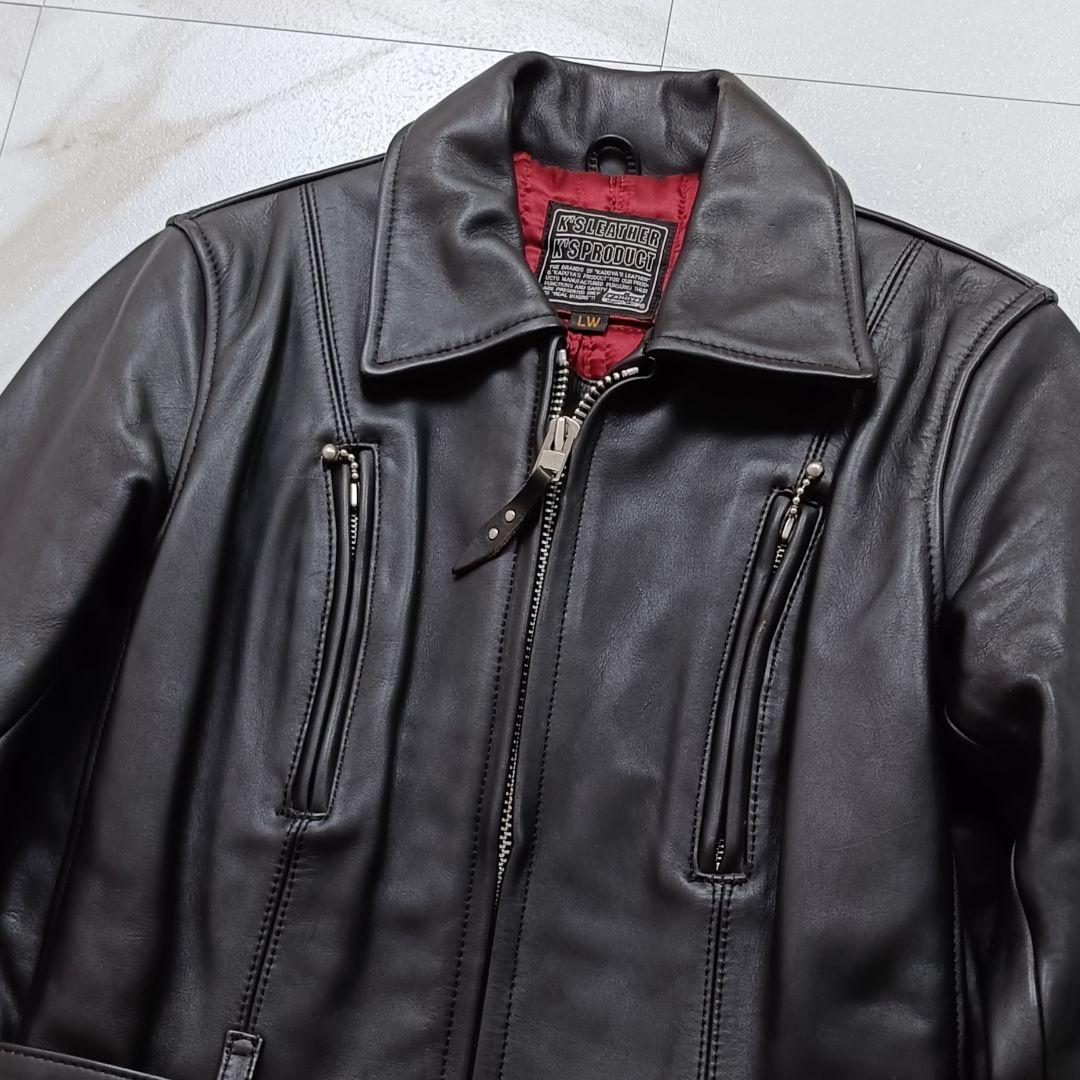 美品✨️KADOYA ベルテッド シングル ライダース ジャケット 牛革 黒
