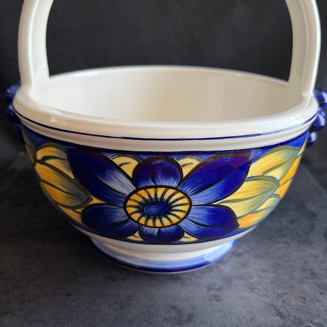 ロイヤルコペンハーゲン ブルーフェザン小鳥ハンドルバスケット