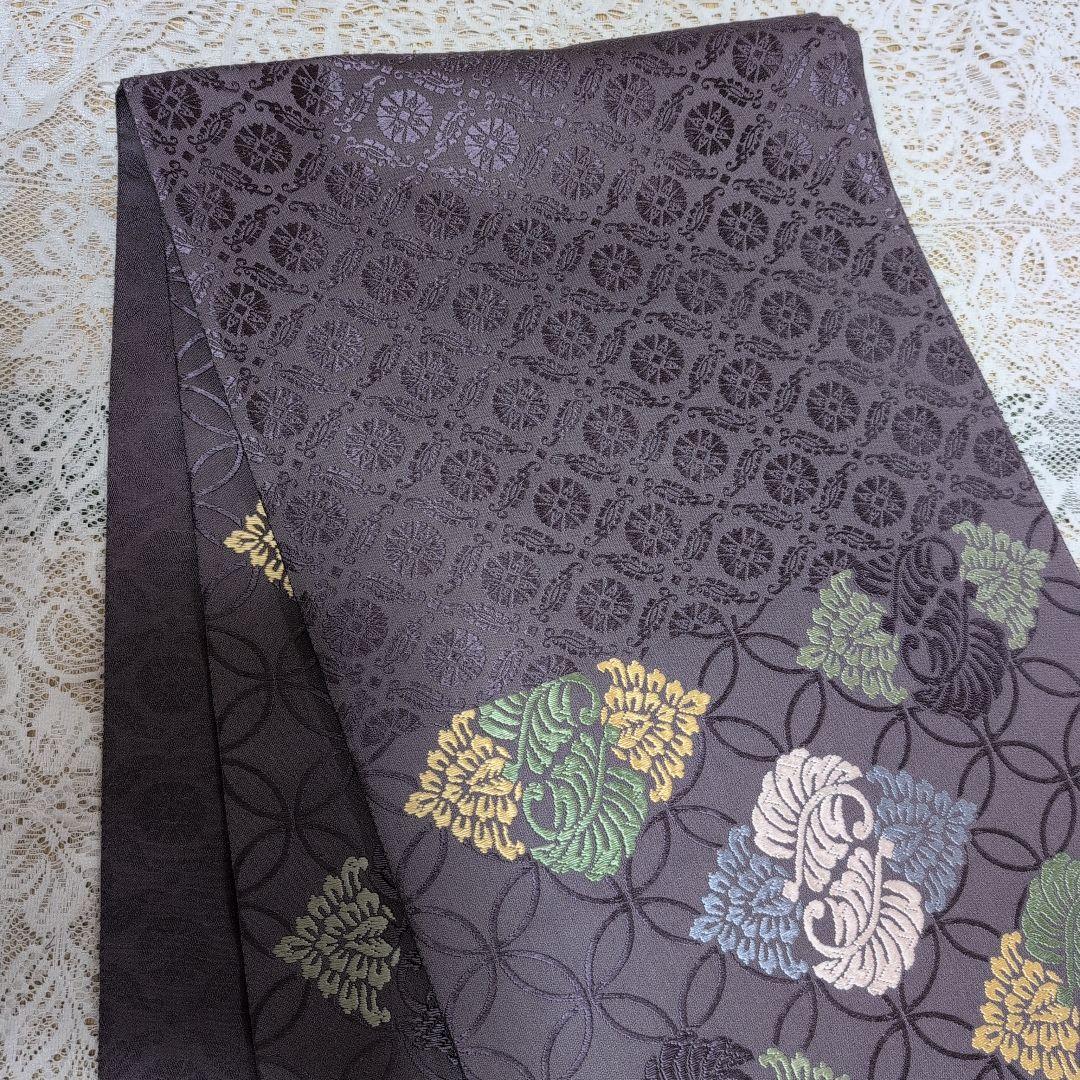 【新品未使用】袋帯　六通柄　平安王朝襲色目　花菱七宝繋　紫