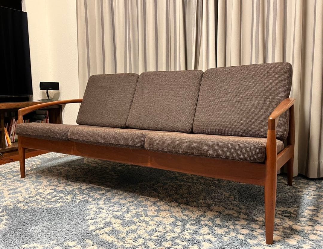 ペーパーナイフソファ　カイ クリスチャンセン　3人掛け　チーク材　宮崎椅子製作所
