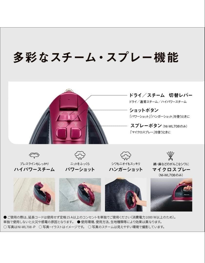 11152パナソニック コードレススチーム WヘッドアイロンNI-WL708