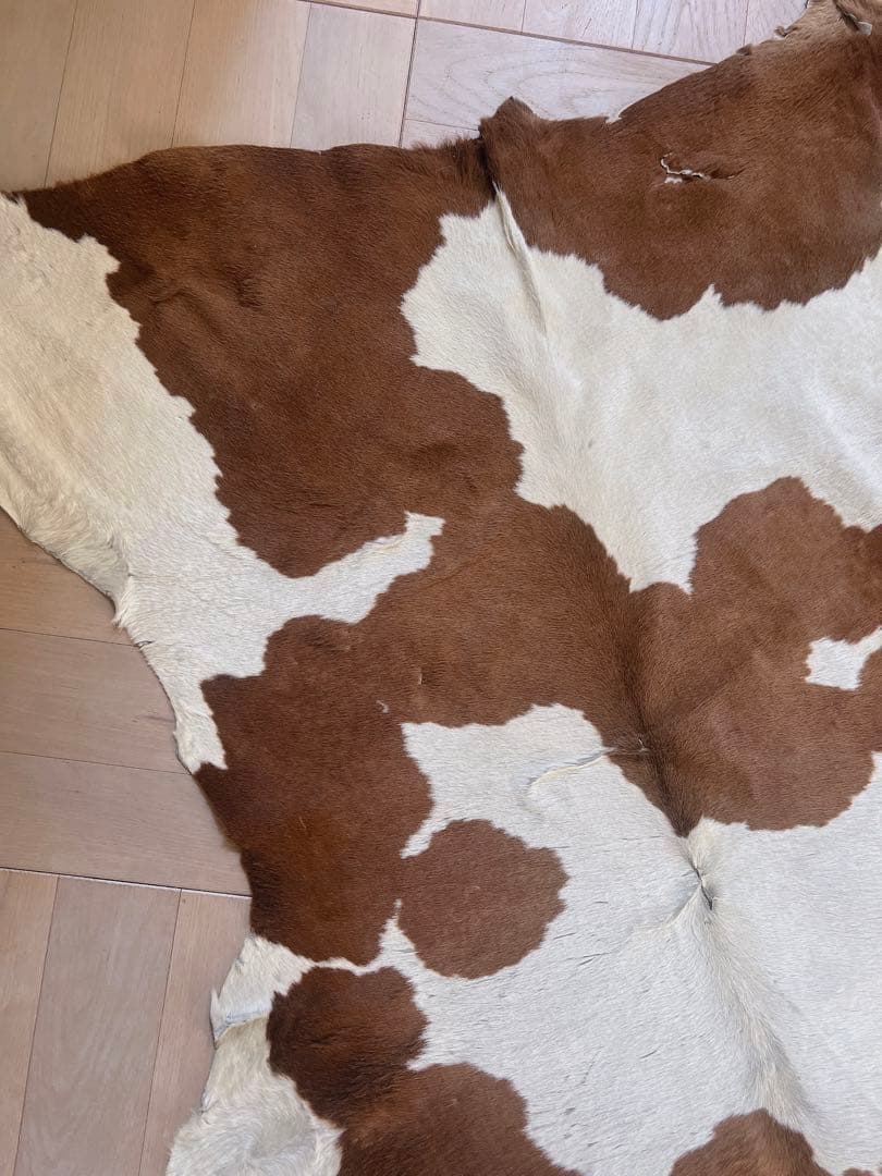 牛革ハラコラグ 珍しい明るめの茶色と白のマーブル　レザークラフト　本革