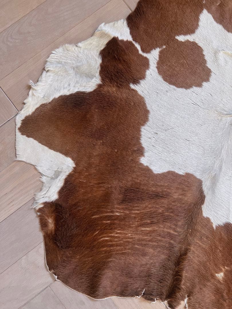 牛革ハラコラグ 珍しい明るめの茶色と白のマーブル　レザークラフト　本革