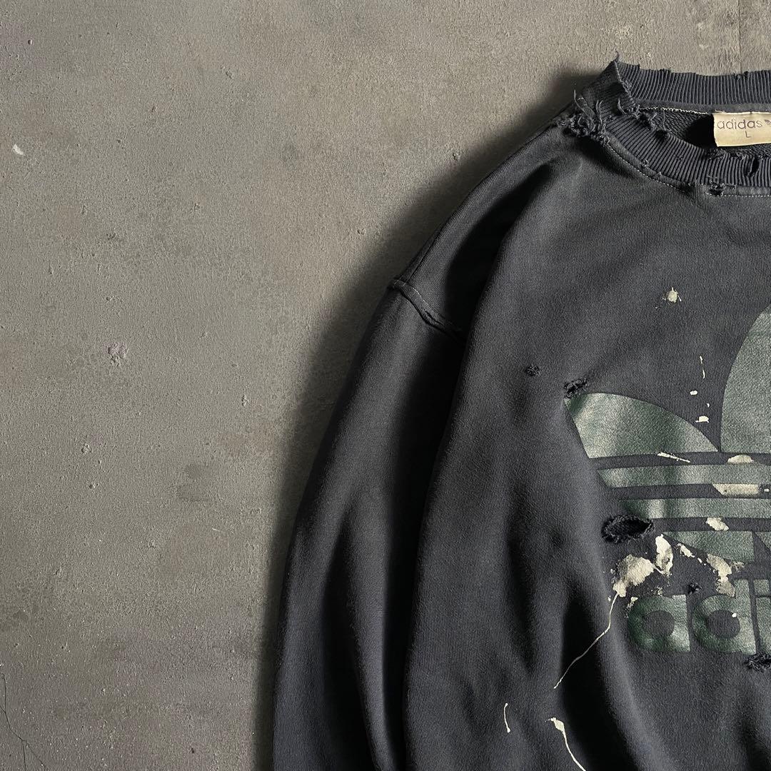 90's 銀タグ“adidas”後染“短丈”grange boro sweat