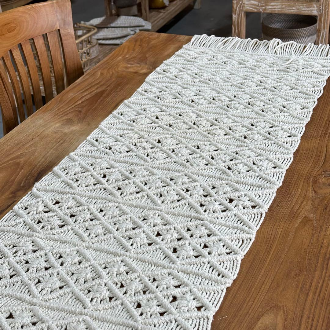 【訳あり】バリ島マクラメテーブルランナー約175cm 通常27,500円が