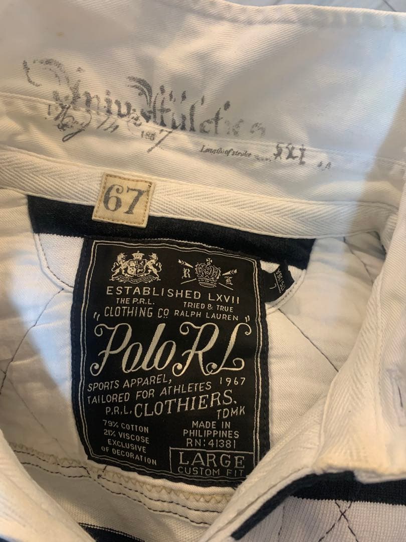 【寸法写真追加】Ralph Lauren ラガーシャツ 白黒ストライプ