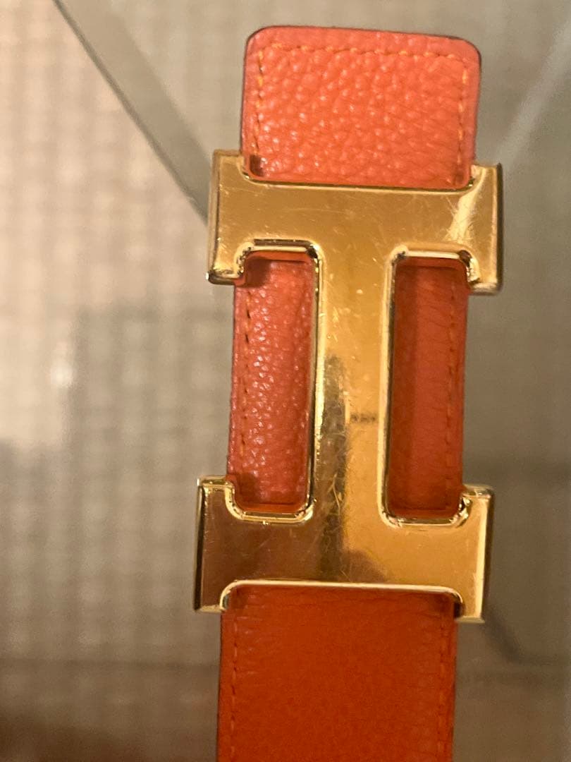 HERMES オレンジ レザー ベルト