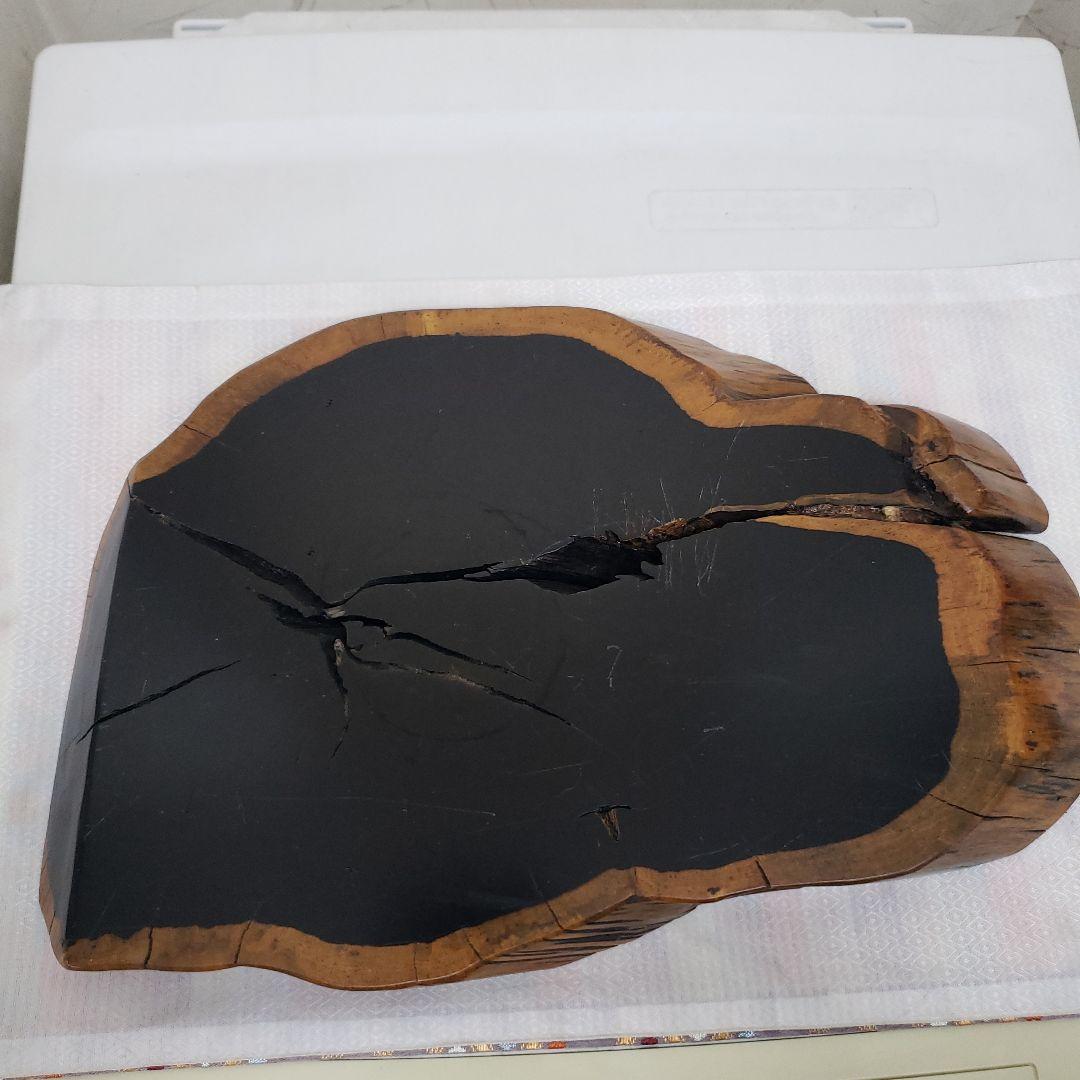 蔵出し特価本黒檀製 原木はす切り花瓶台 38×25×3,5重さ約2,8kg