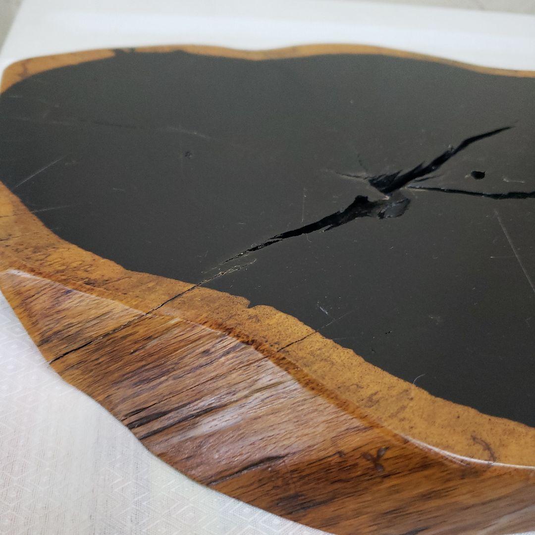 蔵出し特価本黒檀製 原木はす切り花瓶台 38×25×3,5重さ約2,8kg