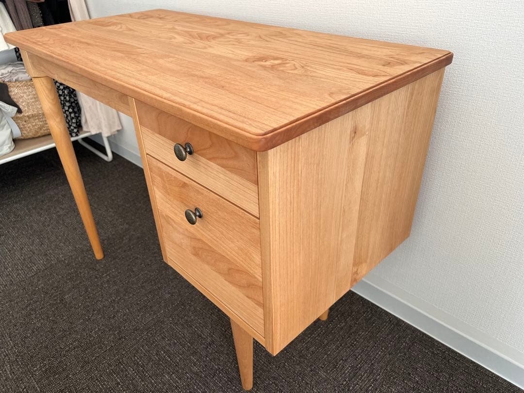 美品 COMO 90 デスク モモナチュラル 無垢 アルダー材