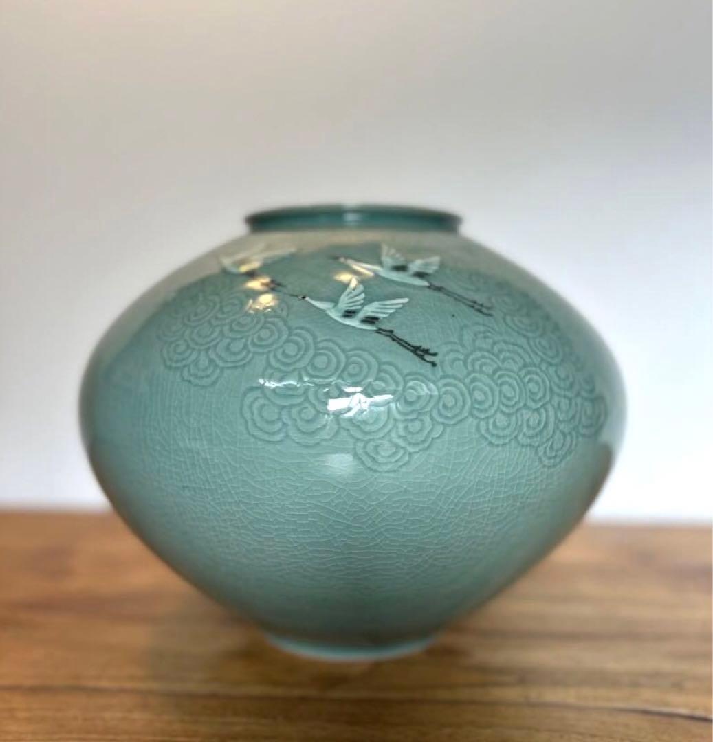 高麗青磁　柏岩　壺