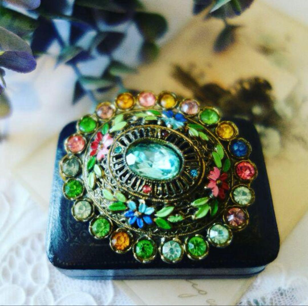 1930's レア　リトルニモ　アールデコのロマンティックなエナメルブローチ