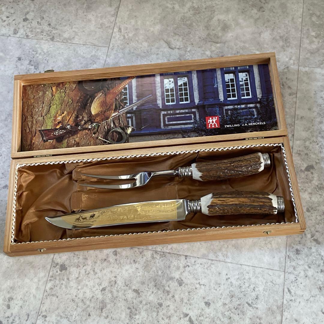 【希少・美品】ヘンケルスツヴィリングカービングナイフセット鹿柄希少ビンテージ