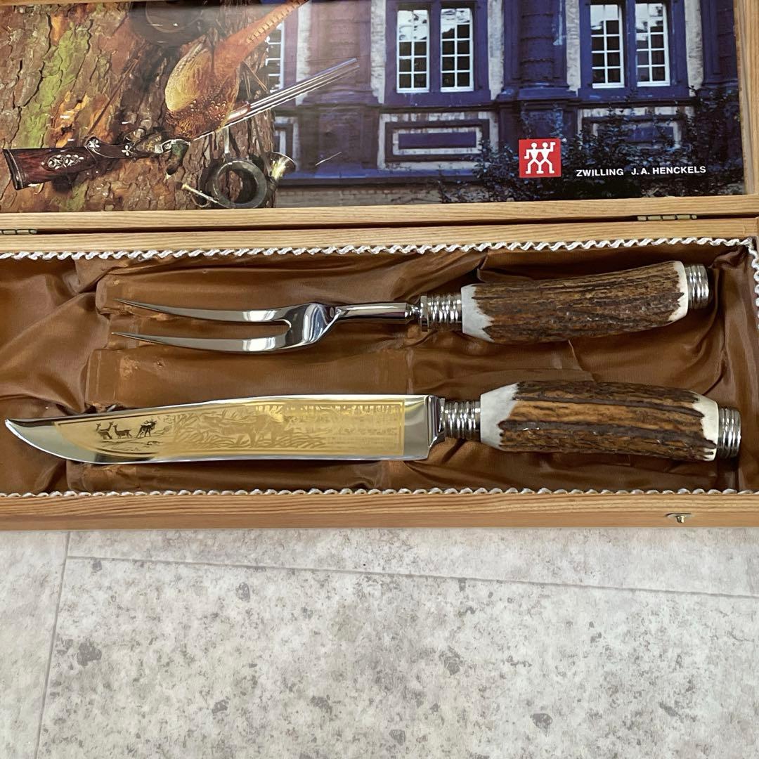 【希少・美品】ヘンケルスツヴィリングカービングナイフセット鹿柄希少ビンテージ