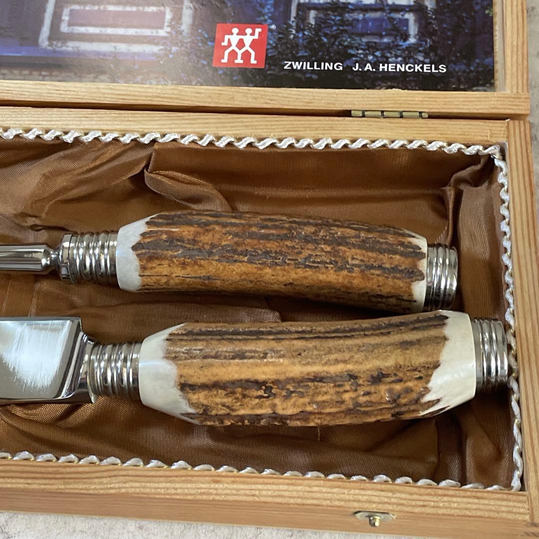 【希少・美品】ヘンケルスツヴィリングカービングナイフセット鹿柄希少ビンテージ