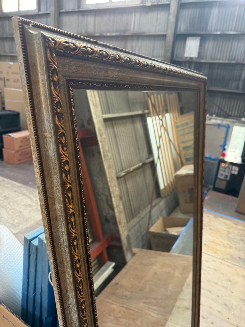 大型木製スタンドミラー