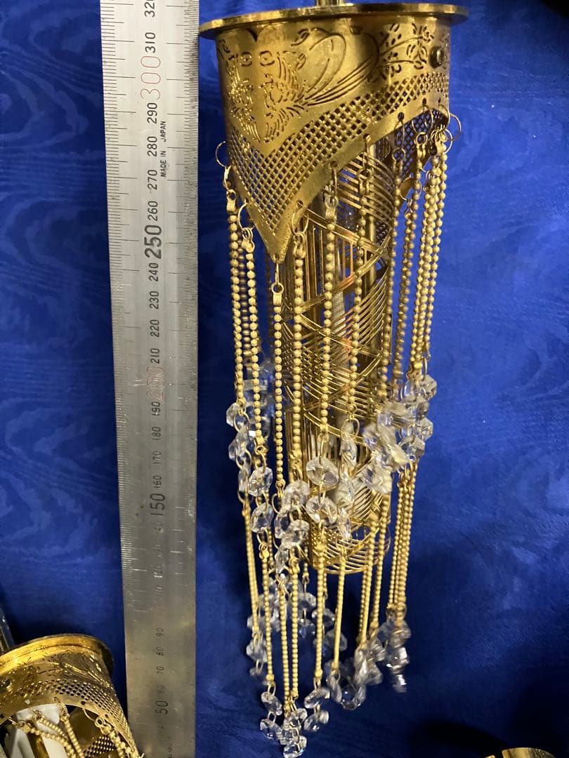 ゆ*よ様 エレガントなゴールドシャンデリア　昭和レトロ　２個セット　配線ぶつ切り