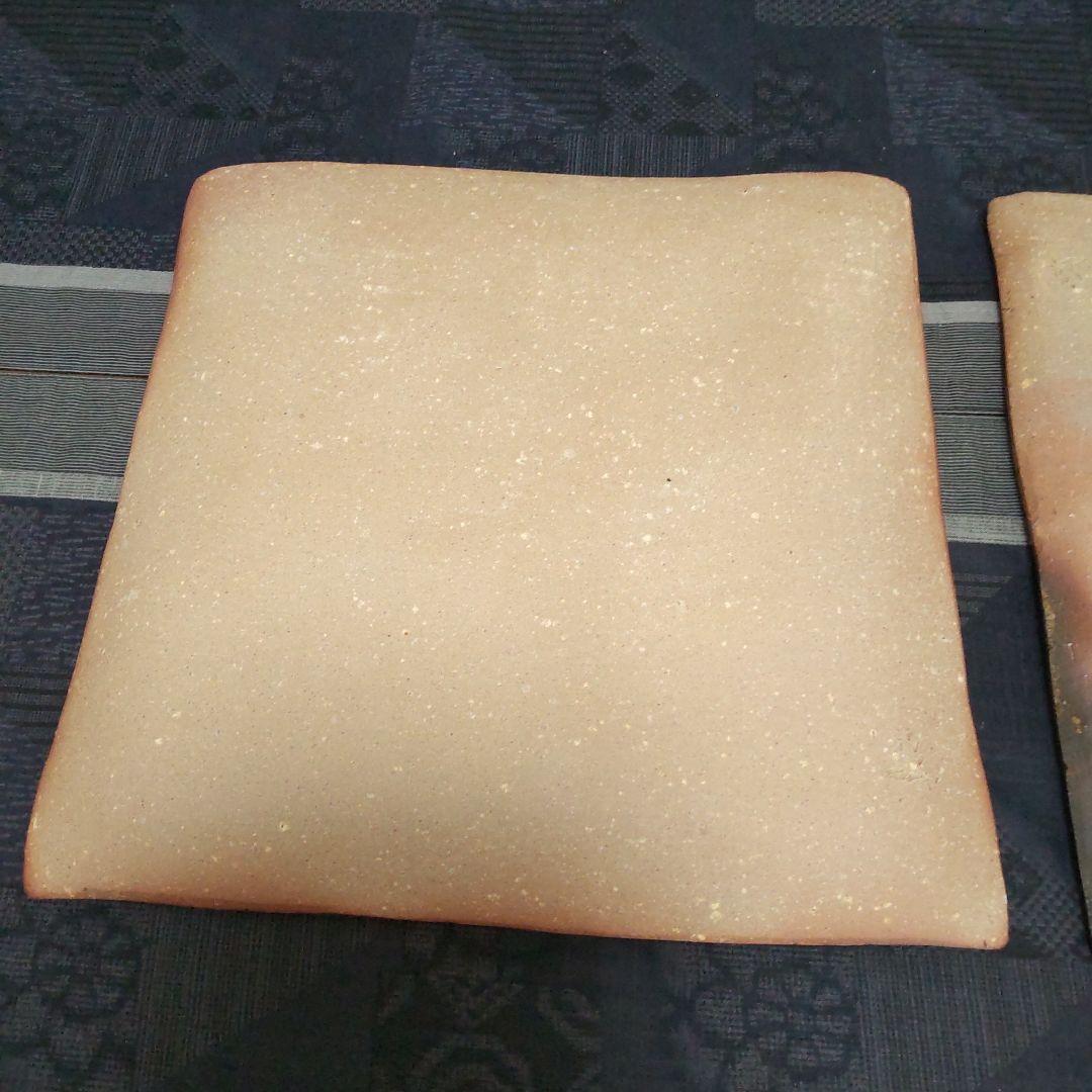 渋い四方皿 2枚 備前焼 C