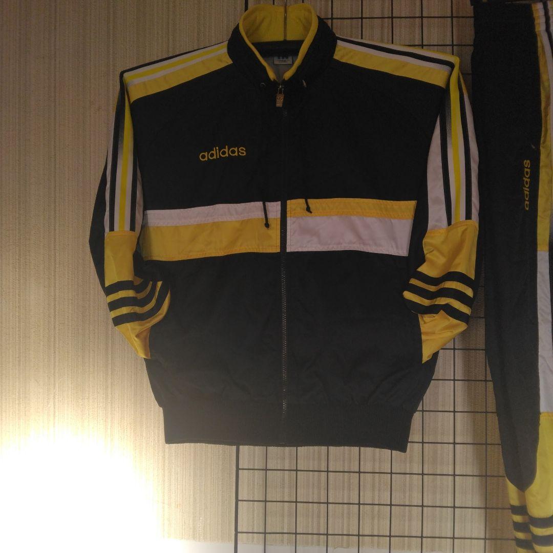 Vintage-adidasウィンドブレーカー 上下セット:2L:黒/黄/白
