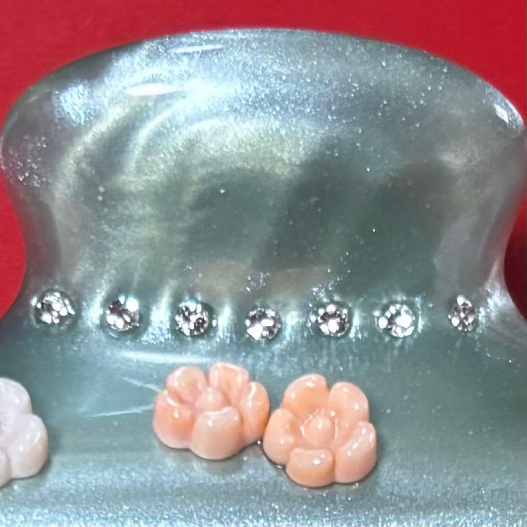 acca ヘアクリップ　フラワーラインストーングリーン 大