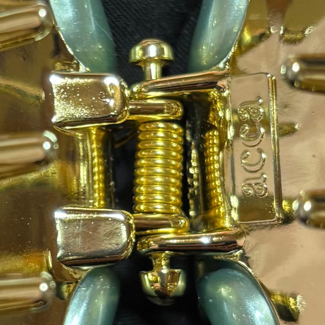 acca ヘアクリップ　フラワーラインストーングリーン 大