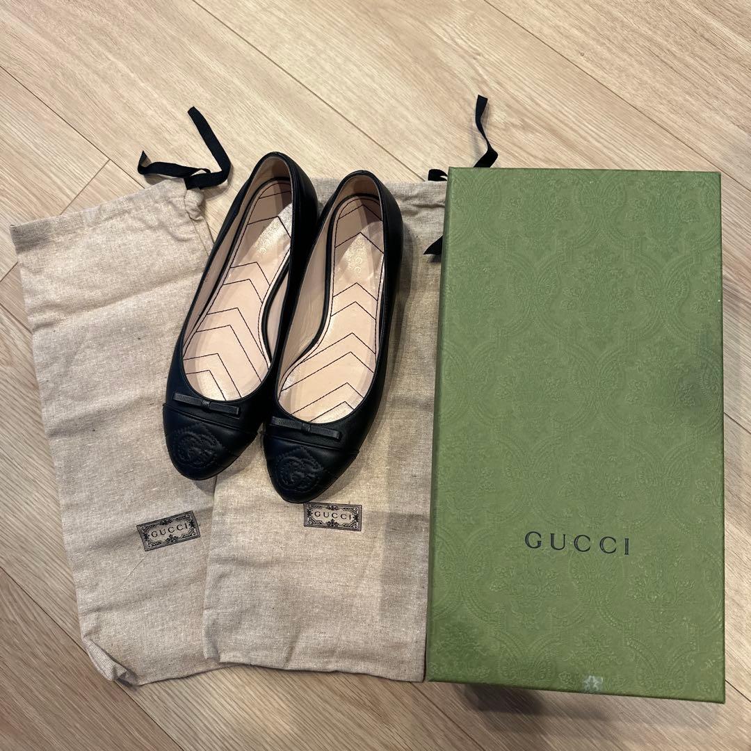 GUCCI ブラック マーモントフラットシューズ