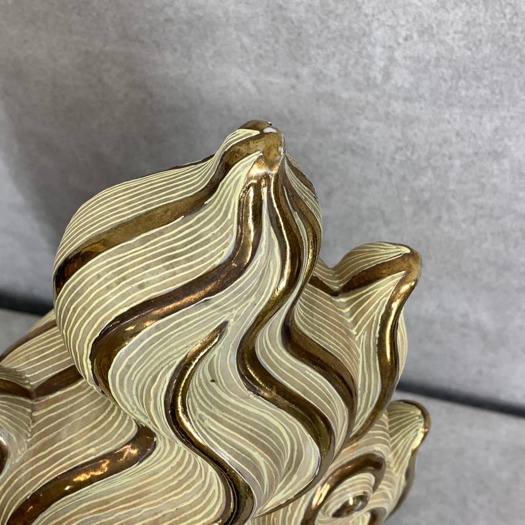 特大！高さ約56cm! 九谷焼 玉乗り 獅子 赤 金 オブジェ 縁起 厄払い