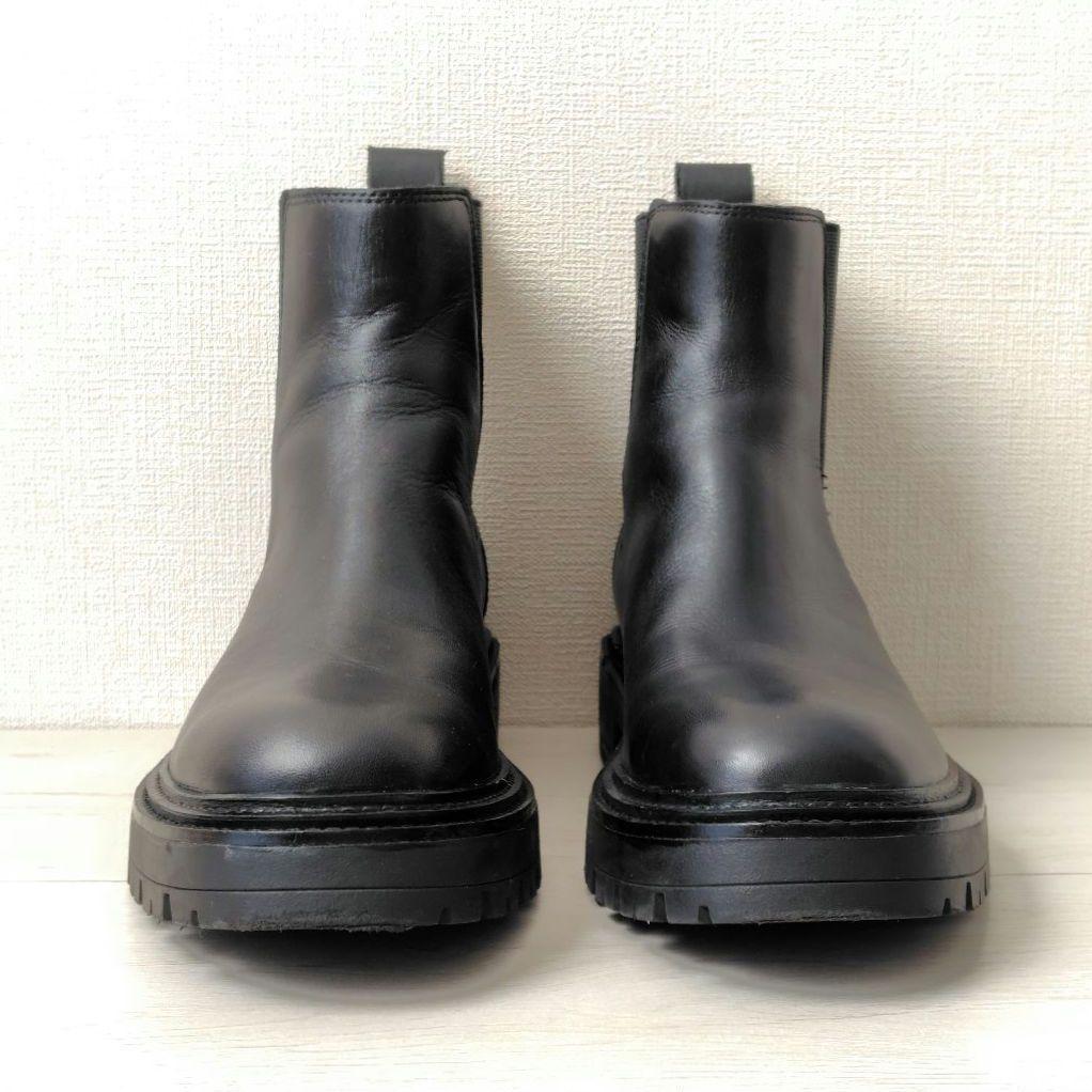 極美品✨️ZARA【26cm】サイドゴアブーツ　ショートブーツ　レザー　ブラック