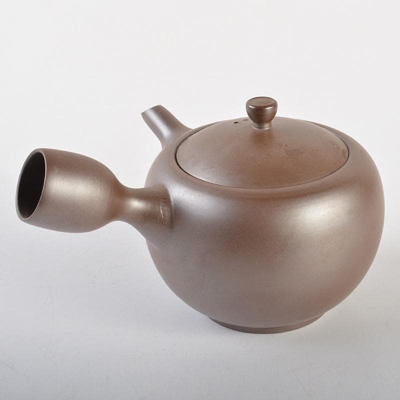 煎茶道具　萬古焼　館正規 作　横手急須　共布共箱　V　R7207