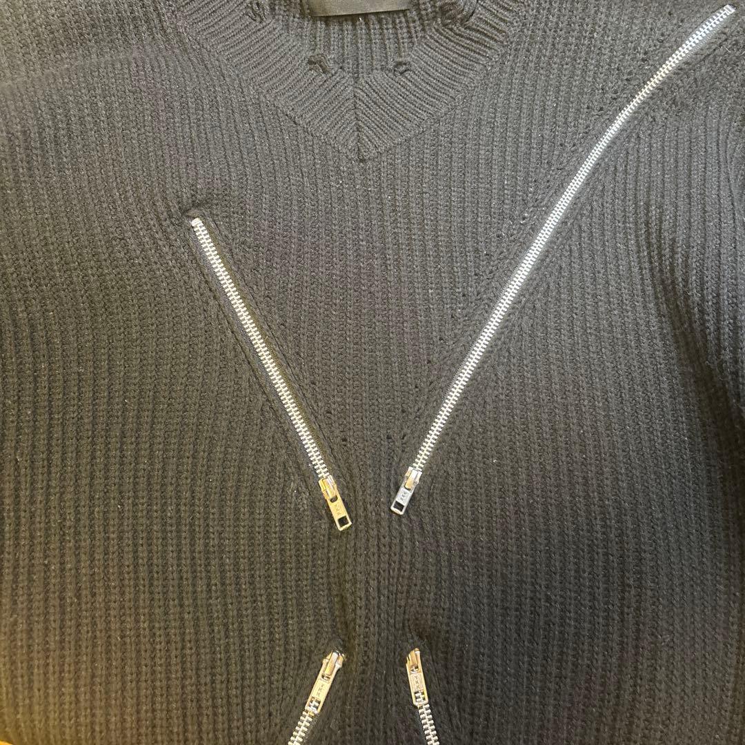 GRANCY ジップデザインアシンメトリーニット Mサイズ