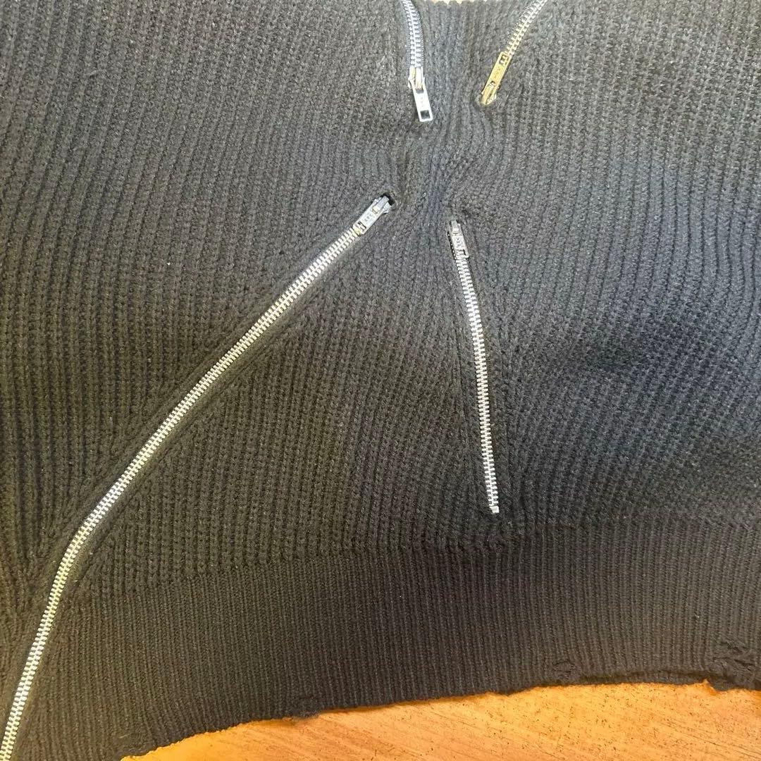 GRANCY ジップデザインアシンメトリーニット Mサイズ