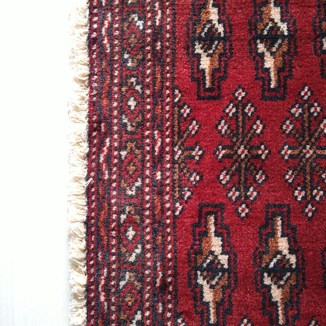 トルクメン ペルシャ絨毯 140×65cm 深みのある赤 オールドラグ