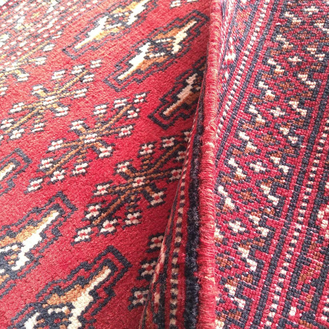 トルクメン ペルシャ絨毯 140×65cm 深みのある赤 オールドラグ