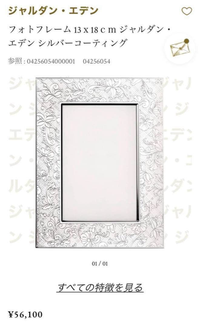 【未使用品】クリストフル フォトフレーム ジャルダンエデン 13×18 2L