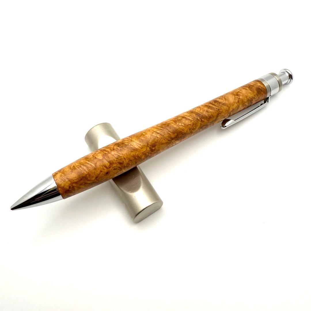 【真鍮パイプ】工房楔 シャーペン ペンシル楔 花梨こぶ杢 木軸ペン