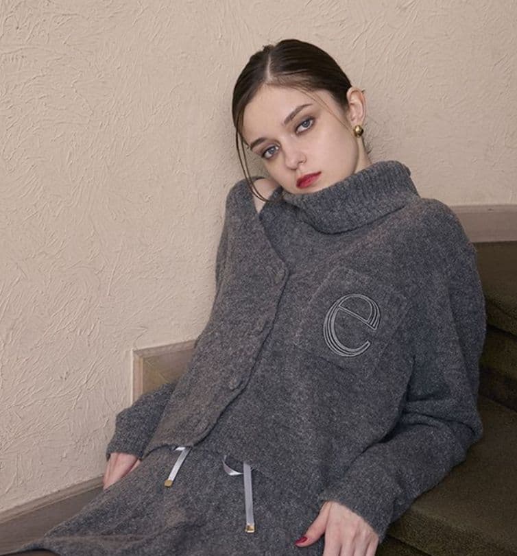 EIMY ISTOIRE 新品タグ付　ブークレニットカーディガン　GREY