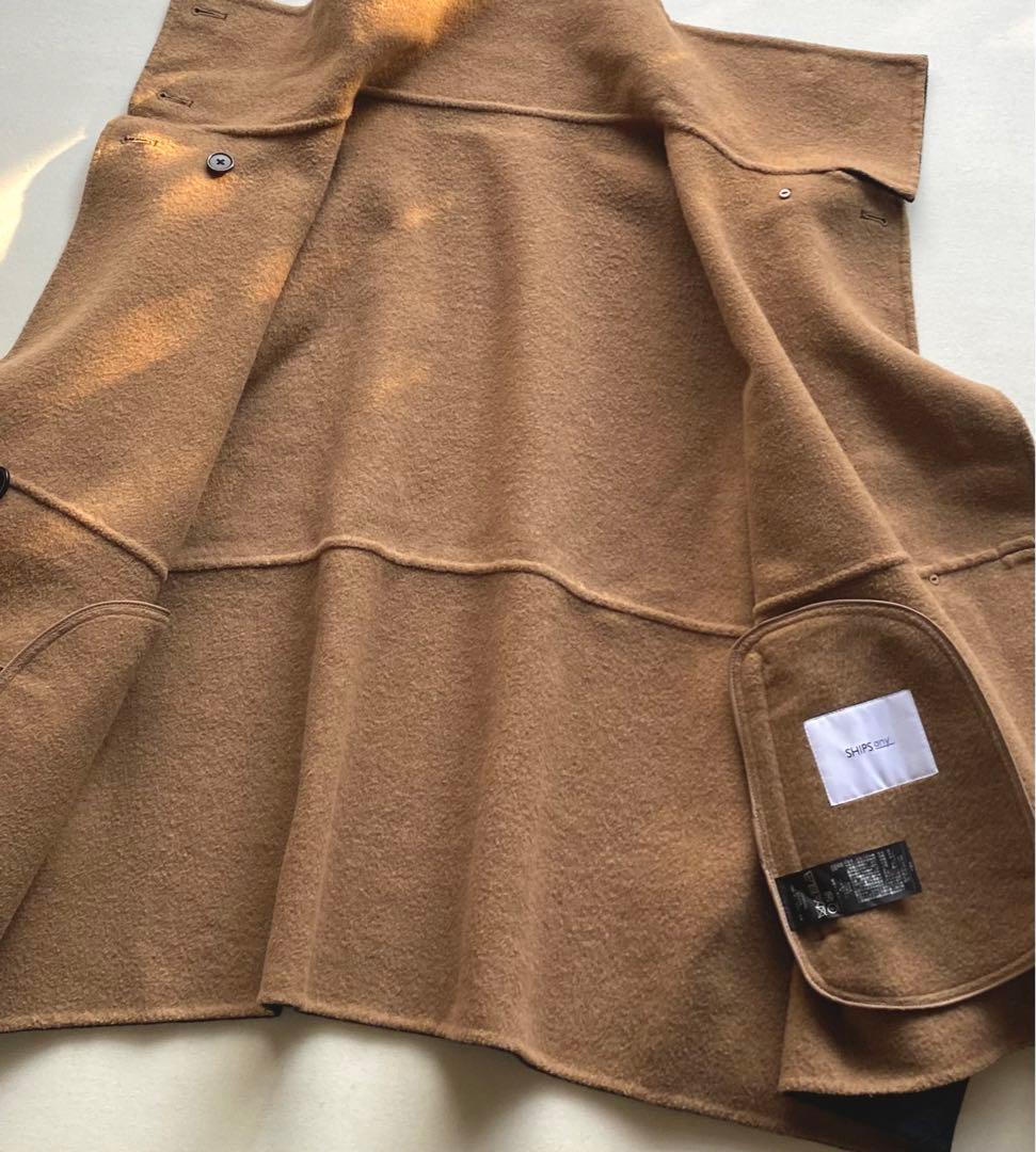 SHIPS any: リバー スタンドカラー ポンチョ ショート コート