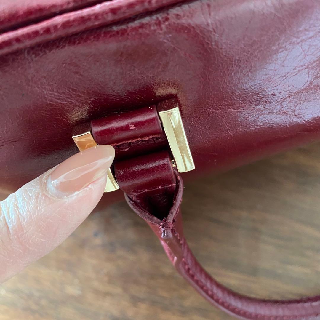 美品⭐︎MAURIZIO TAIUTI スクエアボストンバッグ ボルドー