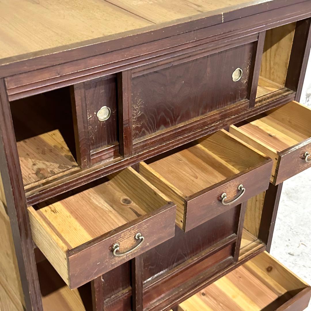 ★1950年代★ 昭和レトロ 水屋箪笥 和風食器棚 古民家家具 引戸収納 飾り棚