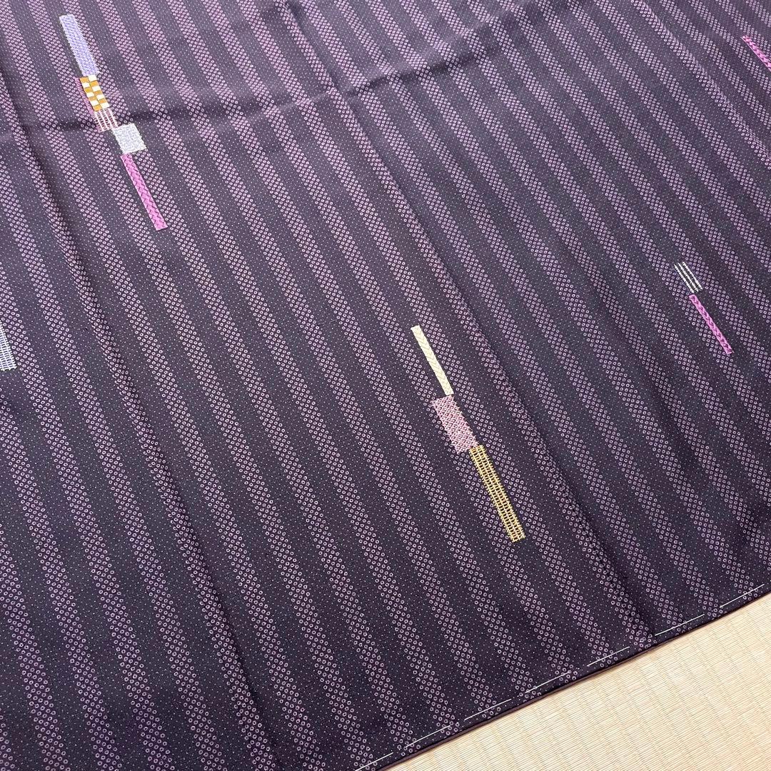 花織紬 作家物 刺繍 付け下げ 紋なし ガード加工 証紙 トールサイズ