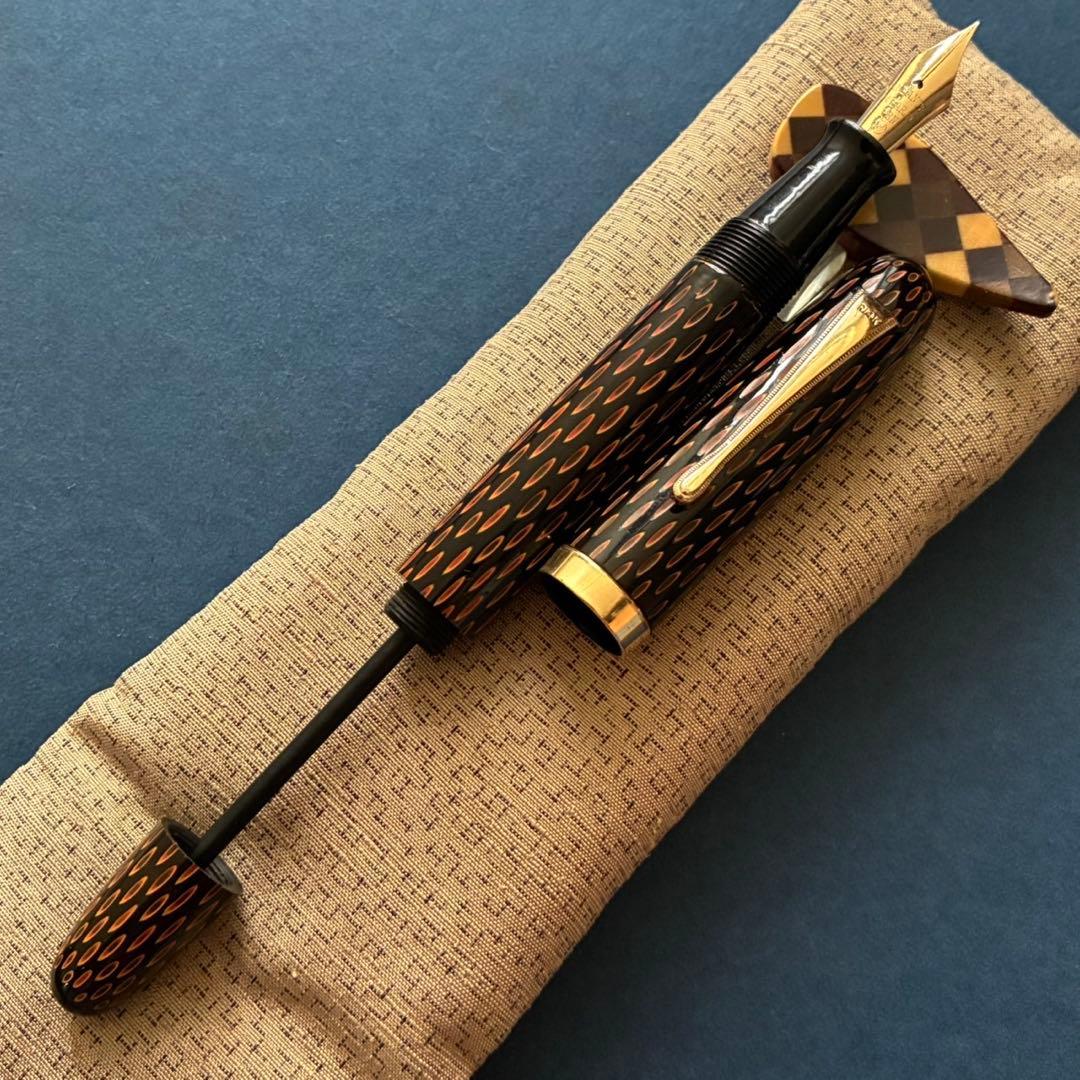 鎌倉彫　万年筆　兜木銀次郎　GKペン先　インキ止め式