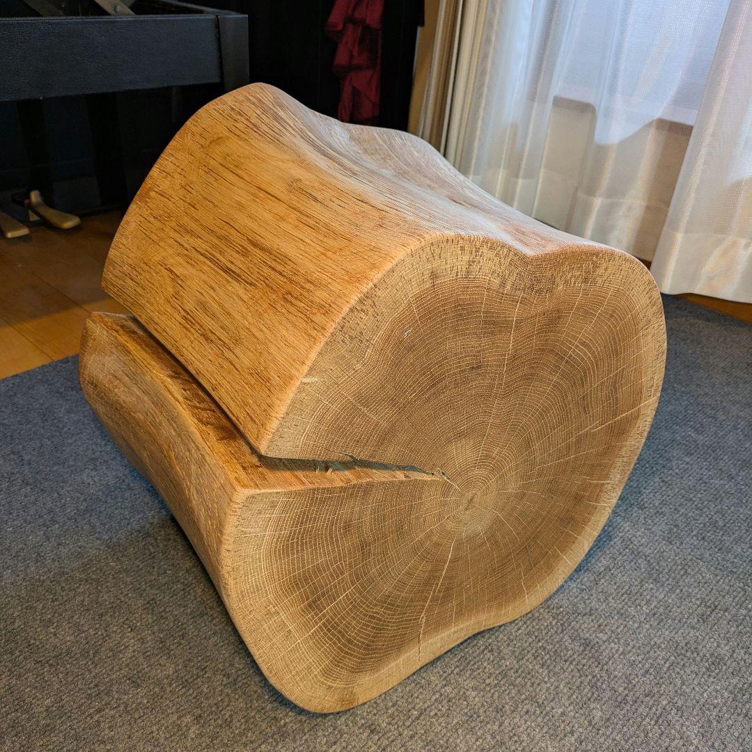 3104　　ミズナラ　水楢　天然木　切り株　丸太　輪切り　高さ約28㎝