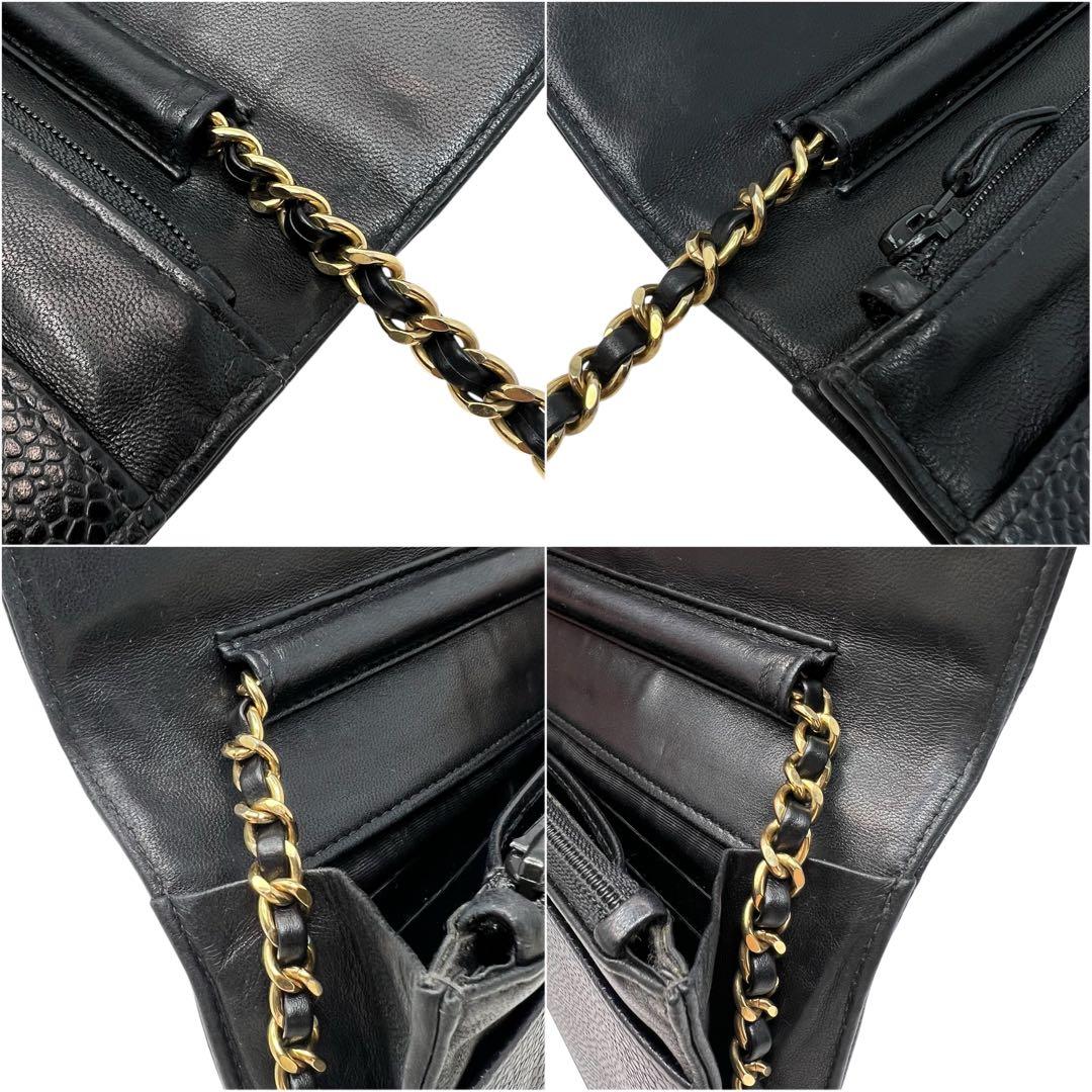 CHANEL シャネル キャビアスキン デカココ チェーンウォレット 長財布