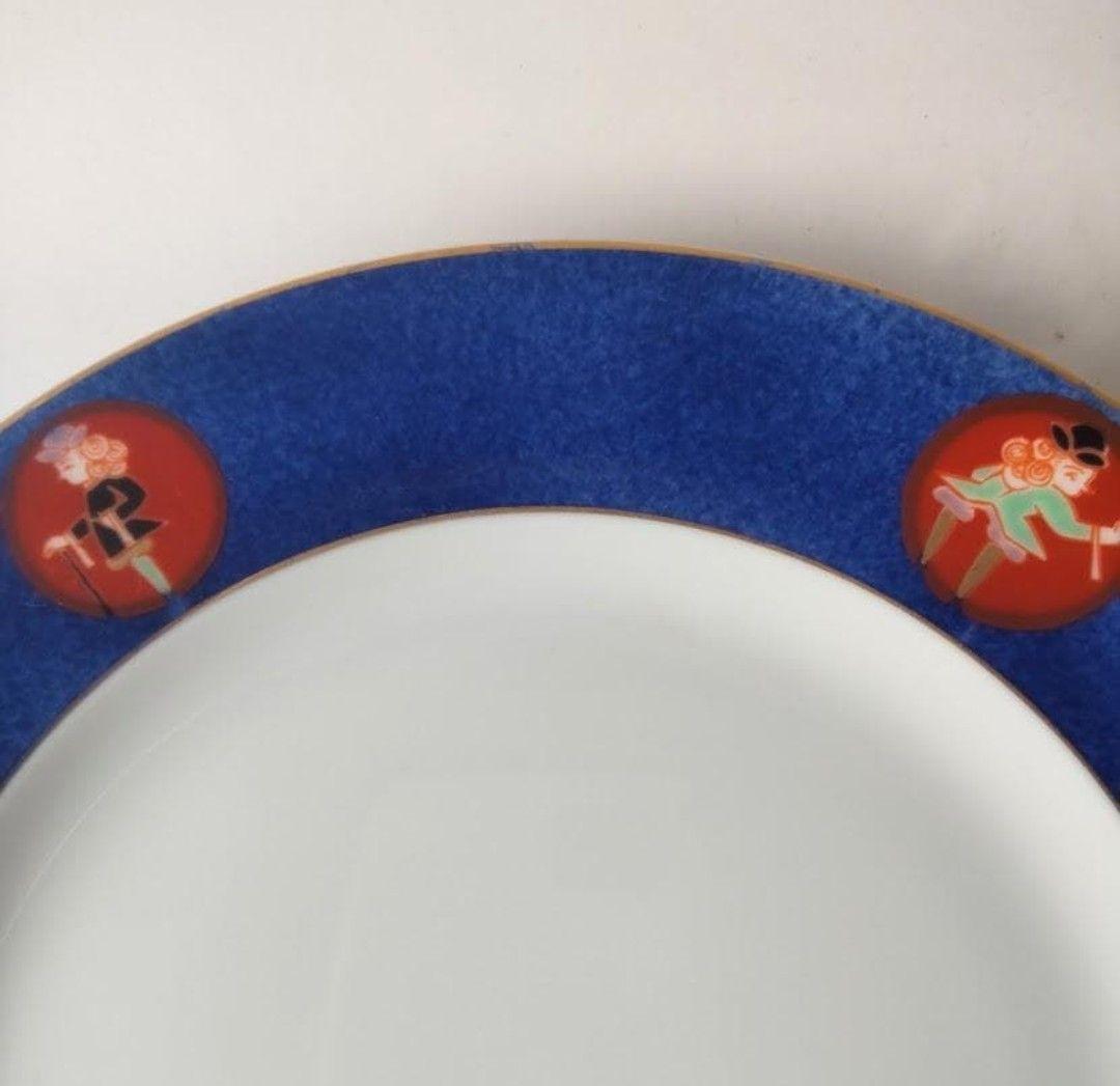 深川製廃盤品、丸玉異人図、金縁取り、深川のロイヤルブルー皿,在庫5枚