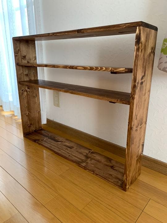 【無垢材】フリーカフェラックワイド　アンティーク　本棚　ブックラック